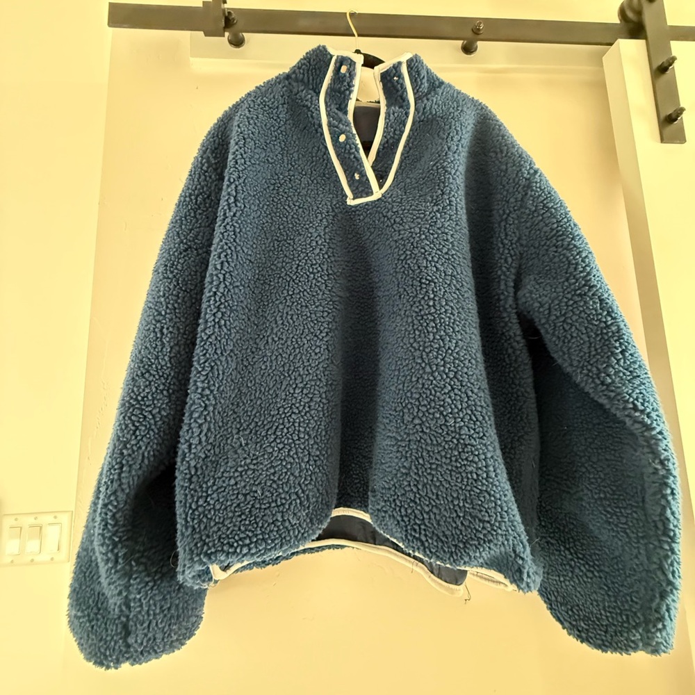 Women's Blue Fleece Turtleneck Sweater